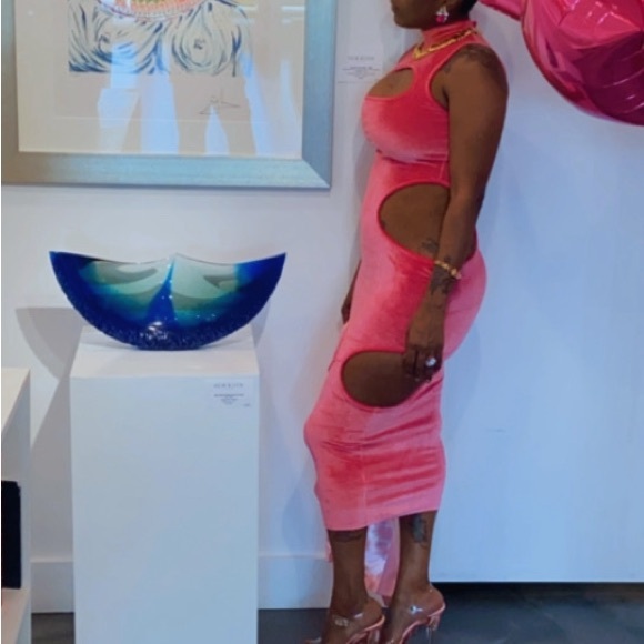 Hot Pink SuedeDate Nights Sexy Show-stopping Dress. Great stretch w/ snug grip. - Picture 3 of 3